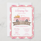 Little PUMPKIN Pink Truck Girls Erster Geburtstag  Einladung (Vorderseite)