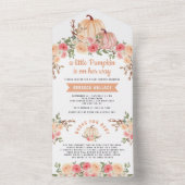 Little Pumpkin Pink und Peach Floral Baby Dusche All In One Einladung (Innen Boden)
