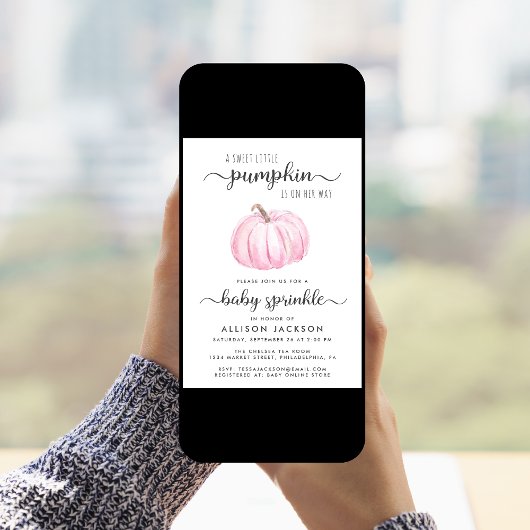 Little Pumpkin Pink Watercolor Baby Sprinkle Einladung