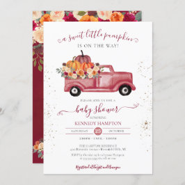 Little Pumpkin Red Fall Lieferwagen Truck Baby Sho Einladung
