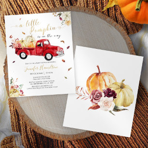 Little Pumpkin Red Truck Baby Shower Einladung
