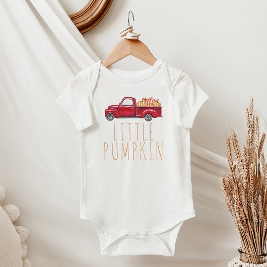 Little Pumpkin Red Truck Watercolor Erntedank Baby Strampler