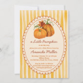 Little pumpkin retro stripes baby shower einladung (Vorderseite)