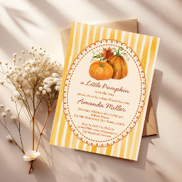 Little pumpkin retro stripes baby shower einladung