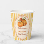 Little pumpkin retro stripes baby shower monogram pappbecher (Rückseite)