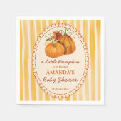 Little pumpkin retro stripes baby shower monogram serviette (Vorderseite)
