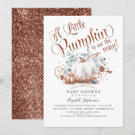 Little Pumpkin Rose Gold Glitzer Fall Baby Dusche Einladung