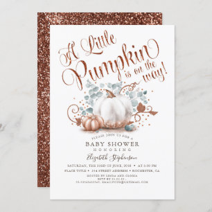 Little Pumpkin Rose Gold Glitzer Fall Baby Dusche Einladung
