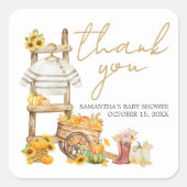 Little Pumpkin Rustic Baby Dusche Quadratischer Aufkleber (Vorderseite)