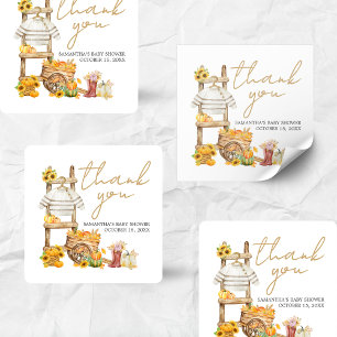 Little Pumpkin Rustic Baby Dusche Quadratischer Aufkleber