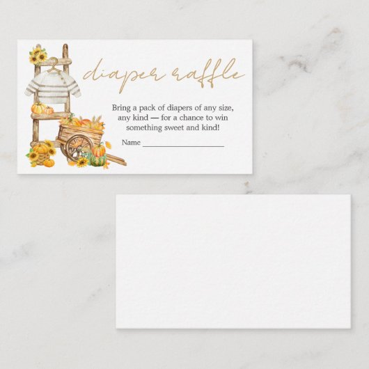 Little Pumpkin Rustic Baby Duwer Windelwanne Raffl Begleitkarte (Vorne/Hinten)