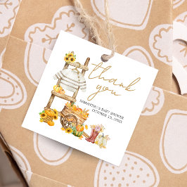 Little Pumpkin Rustic Baby Shower Square Geschenkanhänger