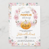 Little Pumpkin Rustic Cotton Floral ersten Geburts Einladung (Vorne/Hinten)