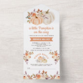 Little Pumpkin Rustic Earthy Floral Baby Shower All In One Einladung (Innen Boden)