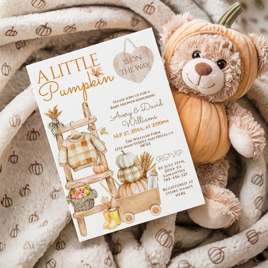 Little Pumpkin Rustic Farm Fall Baby Dusche Einladung