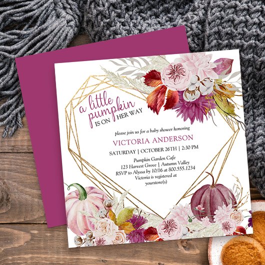 Little Pumpkin Rustic Floral Baby Shower Einladung