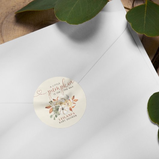 Little Pumpkin Rustic Floral Baby Shower Runder Aufkleber