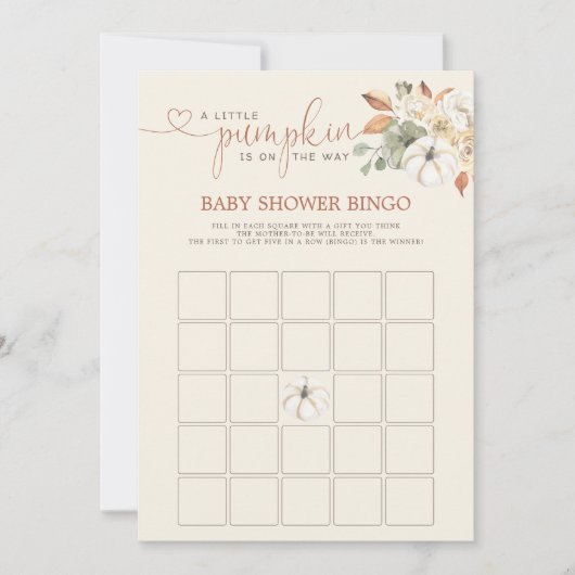 Little Pumpkin Rustic Floral Bingo Shower Games Einladung (Vorderseite)