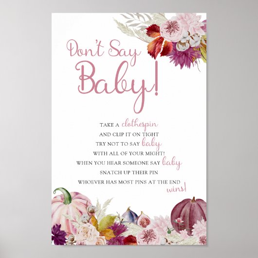 Little Pumpkin Rustic Floral Clothes Button Poster (Vorne)