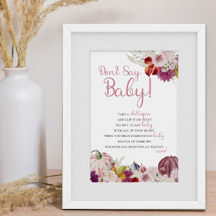 Little Pumpkin Rustic Floral Clothes Button Poster