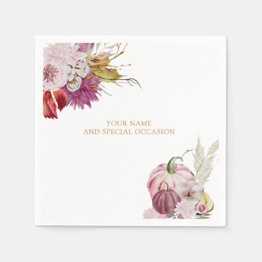 Little Pumpkin Rustic Floral Personalisiert Serviette (Vorderseite)