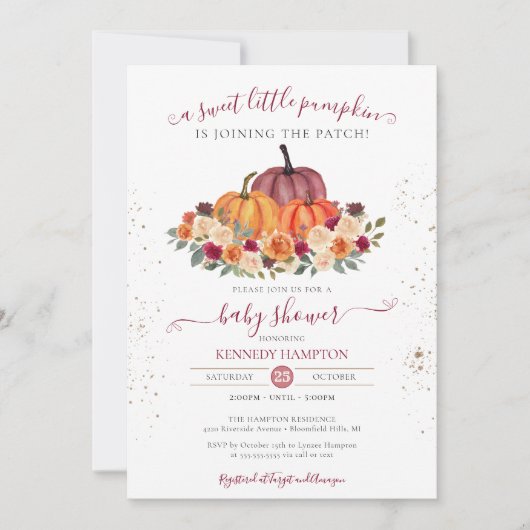 Little Pumpkin Rustic Gender Neutral Baby Dusche Einladung (Vorderseite)