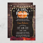 Little Pumpkin Rustic Herbst Leaves Baby Dusche Einladung (Vorne/Hinten)