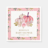 Little Pumpkin Rustic Pink Gold Floral Baby Dusche Serviette (Vorderseite)