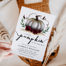 Little Pumpkin Rustic White Gold Baby Dusche