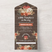 Little Pumpkin Rustic Wood Terracotta Kinderdusche All In One Einladung (Innen Boden)