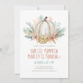 Little Pumpkin Seashells Fall Birthday Einladung (Vorderseite)