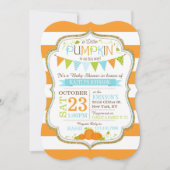 Little Pumpkin Stripe Print Baby Dusche Einladung (Vorderseite)