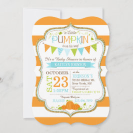 Little Pumpkin Stripe Print Baby Dusche Einladung