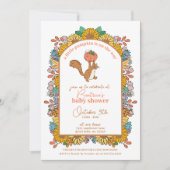 Little Pumpkin Sunflower Squirrel Baby Dusche Einladung (Vorderseite)
