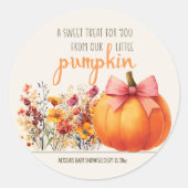 Little Pumpkin Sweet Leckerei Babydusche Runder Aufkleber (Vorderseite)