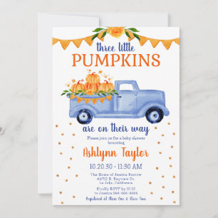 Little Pumpkin Triplet Boy Baby Dusche Einladung