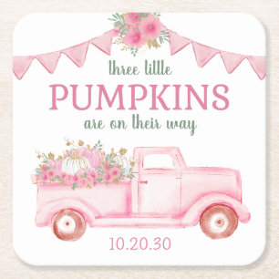 Little Pumpkin Triplet Girl Baby Dusche Rechteckiger Pappuntersetzer