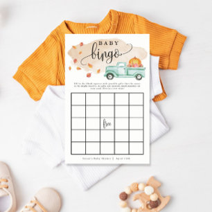 Little Pumpkin Truck Baby Bingo Paper Game Card Flyer