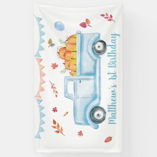 Little Pumpkin Truck Birthday Banner (Vertikal)