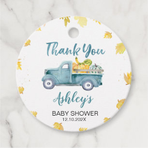 Little Pumpkin Truck Kinderdusche Danke Tag Geschenkanhänger