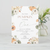 Little Pumpkin, Turning One, 1. Geburtstag Einladung (Stehend Vorderseite)