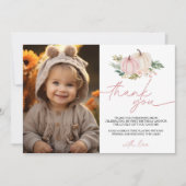 Little Pumpkin Turning One Birthday Dankeschön Car Einladung (Vorderseite)