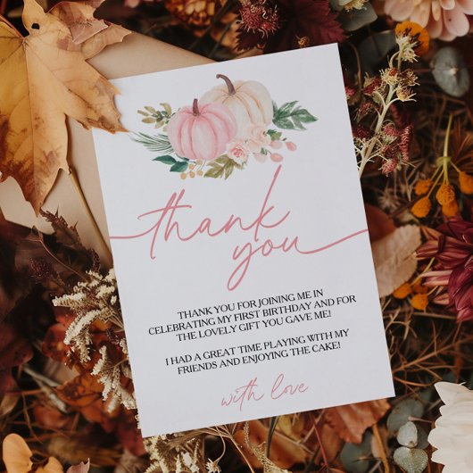 Little Pumpkin Turning One Birthday Dankeschön Car Einladung