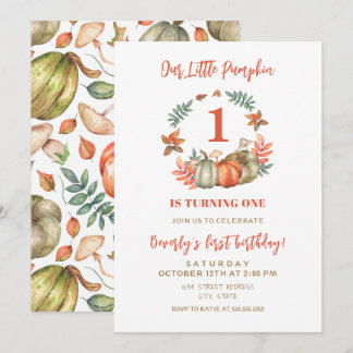 Little Pumpkin Turning One Fall Erster Geburtstag Einladung