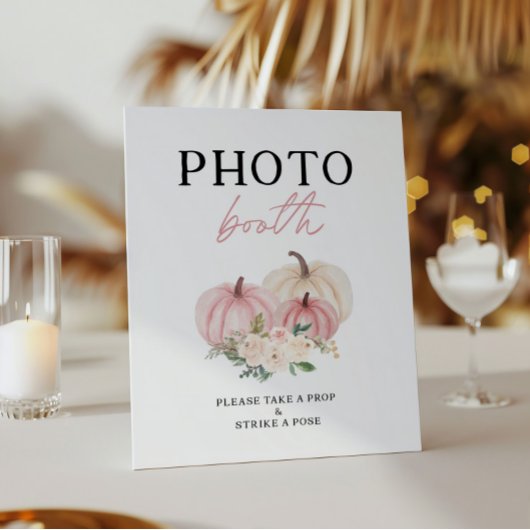 Little Pumpkin Turning One Fotobooth Sign Poster