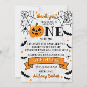 Little Pumpkin Turning One Halloween 1. Geburtstag Dankeskarte (Vorderseite)