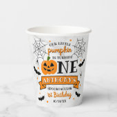 Little Pumpkin Turning One Halloween 1. Geburtstag Pappbecher (Rückseite)