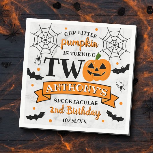 Little Pumpkin Turning Two Halloween 2. Geburtstag Serviette