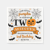 Little Pumpkin Turning Two Halloween 2. Geburtstag Serviette (Vorderseite)