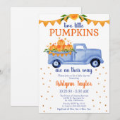 Little Pumpkin Twin Boy Baby Shower Einladung (Vorne/Hinten)
